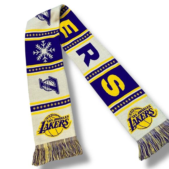 Los Angeles Lakers Scarf NBA Basketball Promo Purple Gold Crypto.com Arena Gift - Picture 7 of 10